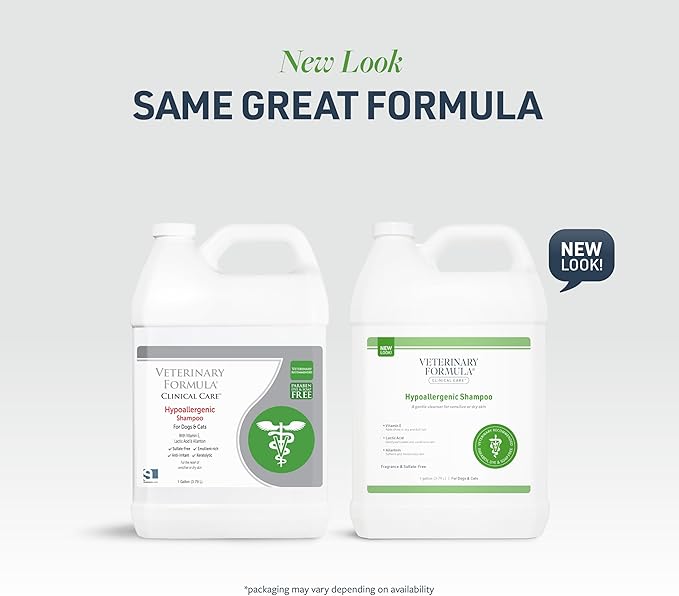 Veterinary Formula Clinical Care Hypoallergenic Shampoo for Dogs and Cats, 128 oz  No Harsh Ingredients  Fragrance-Free Pet Shampoo for Allergies and Sensitive Skin, Promotes Healthy Skin and Coat