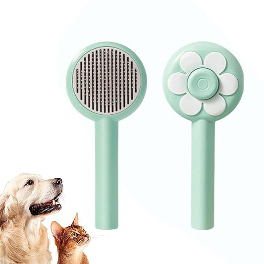 Cat Brush for Shedding,Pet Grooming Self Cleaning Slicker Brush,Removes Mats,Tangles and Loose Hair,Shedding Brush for Short or Long Haired Cats Dogs (Green)