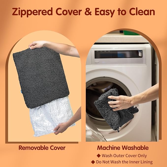 Nobleza Self Heating Cat Bed, Super Soft Thermal Dog Crate Bed Mat for Sleeping, Washable Anti-Slip Self Warming Pet Kennel Pad for Small Medium Cats Dogs Indoor Outdoor (Darkgray, M)