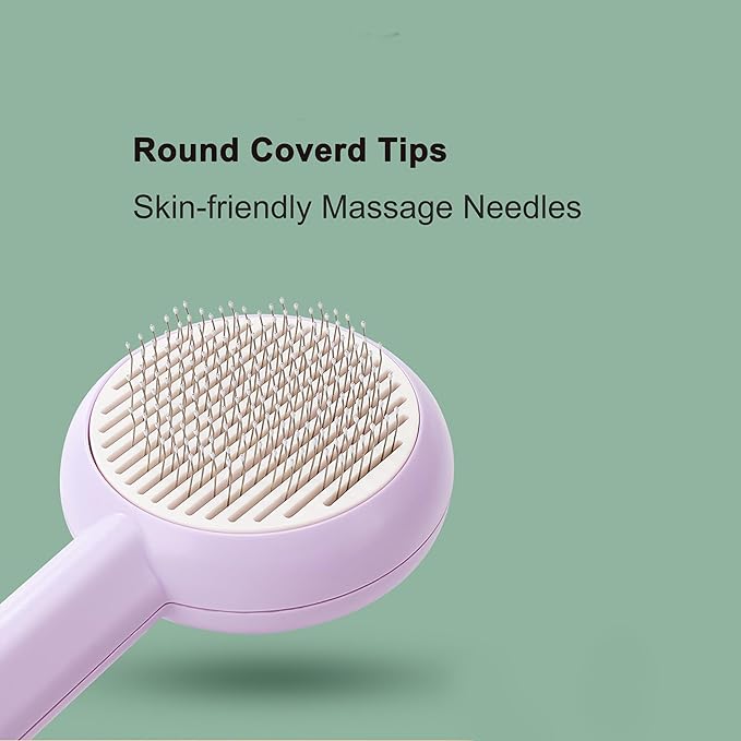 Cat Brush for Shedding,Pet Grooming Self Cleaning Slicker Brush,Removes Mats,Tangles and Loose Hair,Shedding Brush for Short or Long Haired Cats Dogs (Purple)