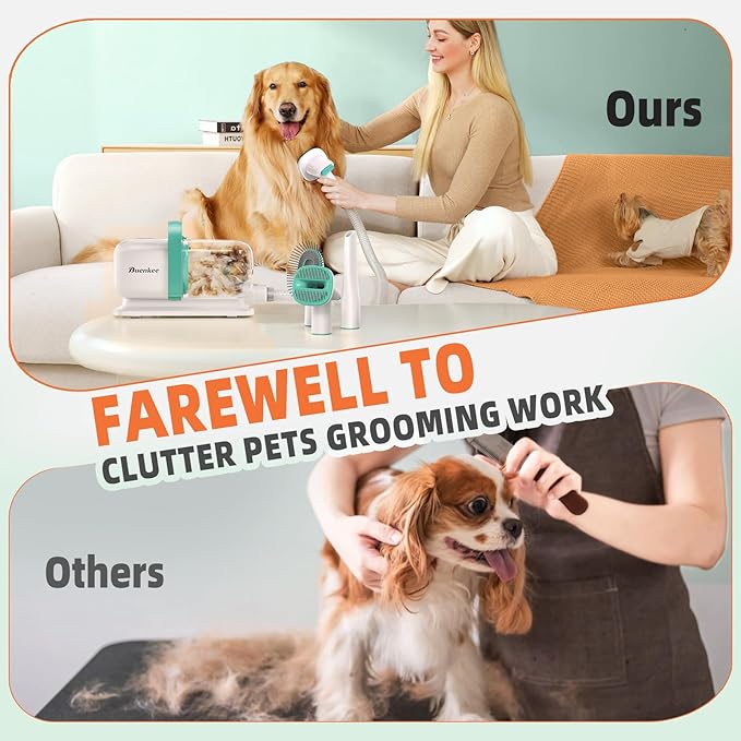 Dog Grooming Vacuum, Dog Hair Vacuum for Shedding Grooming, Low Noise Dog Grooming Kit, 15kpa Pet Grooming Vacuum for Dogs Pet Hair