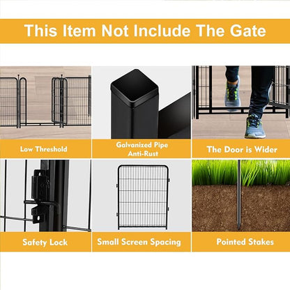 Doorless 48 in(H) Decorative Garden Fence and Borders, 12 Panels Total 26.6 Ft(L), Garden Fence Animal Barrier, Fencing for Garden Beds, Dog Play Pen Outdoor, Flower Bed Fencing, Black