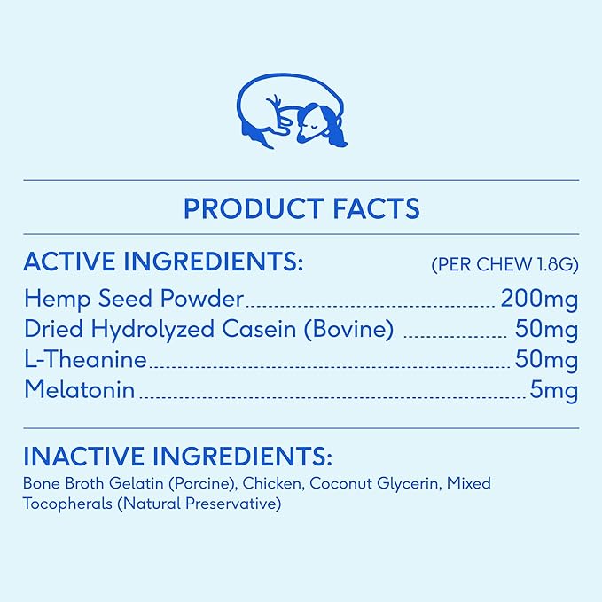 Native Pet Calming Chews for Dogs - Melatonin for Dogs Anxiety Relief - Grain Free All Natural Hemp Calming Treats & L-Theanine Helps Manage Stress & Separation Anxiety - Puppy Sleep Aid - 30 Chews