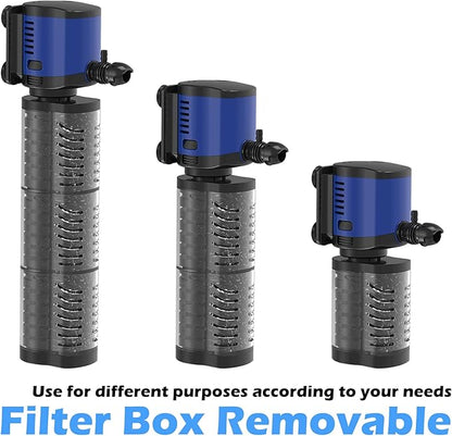 TARARIUM Fish Tank Filter Powerful 400GPH for 75-200 Gallon Large Aquarium Small Pond Fountain, Wave-Maker Submersible Water Pump Turtle Tank Filter for Saltwater & Freshwater System