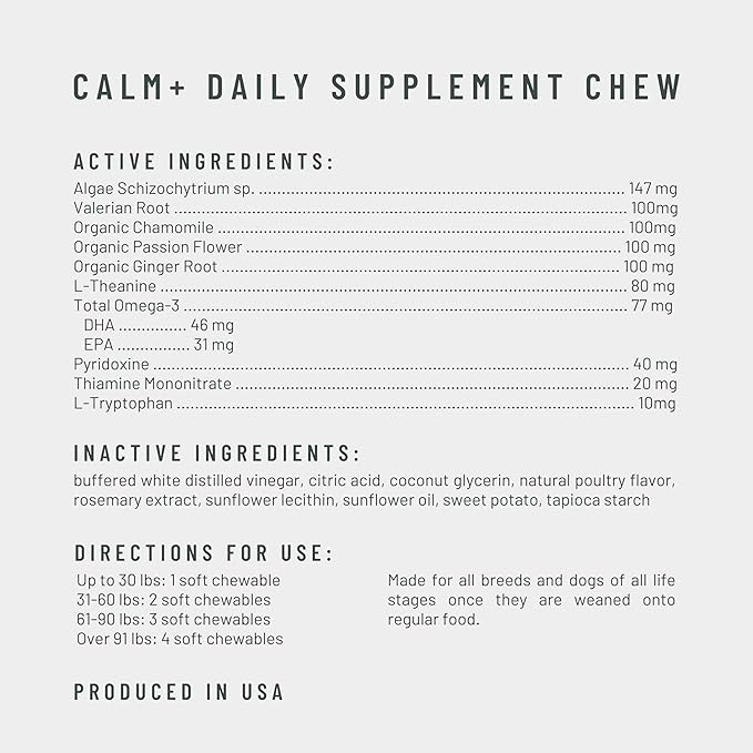 Get Joy Calm+ Stress Support Dog Supplement Chews, 90 Soft Chews, Chicken Flavor, Supports Sleep & Relaxation, with Chamomile & Valerian Root, PhD Animal Nutritionist Formulated, Produced in USA