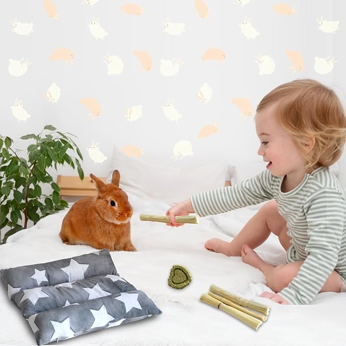 16.5 X 18in Removable and Washable Soft Rabbit Bed, Thickened and Softer Bunny Bed, Double-Sided Plush Rabbit Beds,Rabbits Concave Bed,Small Beds for Animals Indoor,Gray