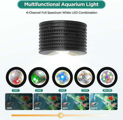 Lominie LED Aquarium Light, Planted Tank Light 4 Channels Remote Control 6500K Aquarium LED Lamp for Freshwater Fish Tank Refugium with Gooseneck (A20 16W Freshwater)
