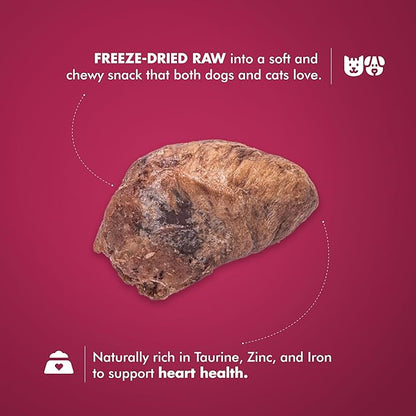 King Lou Pets - Whole Chicken Hearts for Dogs and Cats - Freeze Dried Cat Treats and Dog Treats - USA-Made Chicken Hearts - Taurine, Zinc, & Iron to Support Heart Health - Contains 50-60 Whole Hearts