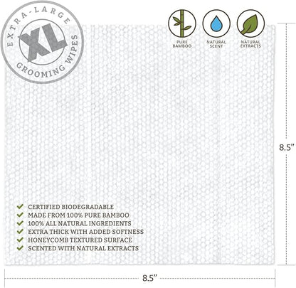 Dog Wipes | Grooming Pet Wipes for Dogs (Cat Wipes), Eye, Ear & Paw Puppy Wipes, Deodorizing, Hypoallergenic, Natural Extracts & Fragrance Free, Extra Thick & Soft, Supports Rescues