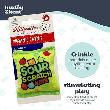 Huxley & Kent Plush Cat Toy - Interactive Catnip Toy for Cats & Kittens - Soft with Crinkle & Catnip - Fun Indoor Play - Sour Scratch Kats