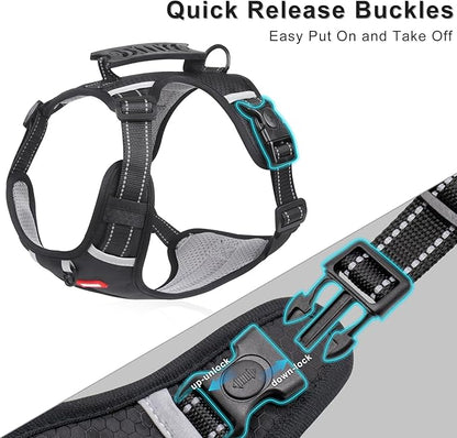 Dog Harness with Soft Handle, Adjustable and Breathable Dog Harness for Small Dogs No Pull, Reflective No Choke Dog Vest Harness, Easy to Put On Take Off(Black, S)