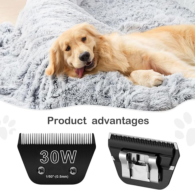 2PCS 30W Wide Blades for Dog Grooming Blades Compatible with Andis Dog Clippers Blades,Dog Clipper Blades Compatible with Oster A5,Wahl km10 Dog Clippers,Stainless-Steel Blade Sharp