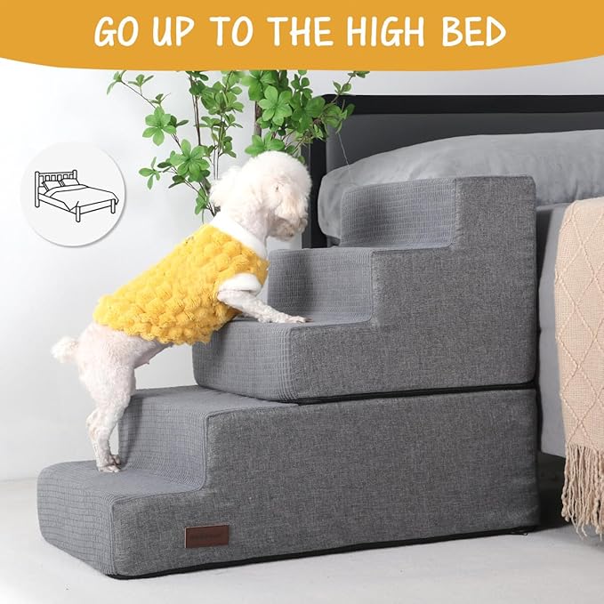 Dog Stairs for High Bed,5 Steps Pet Stairs for Small Dogs and Cats，Anti-Slip Removable Dog Steps for Bed,Bed Stairs for Dog,Grey