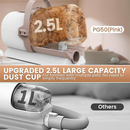 Dog Grooming Vacuum, Pet Grooming Kit with Dog Clippers, 2.5L Dust Cup 11000Pa Dogs Vacuum for Shedding Grooming, 5 Grooming Tools Home Cleaning in 1, Low Noise Pet Grooming Vacuum for Dogs, PG50