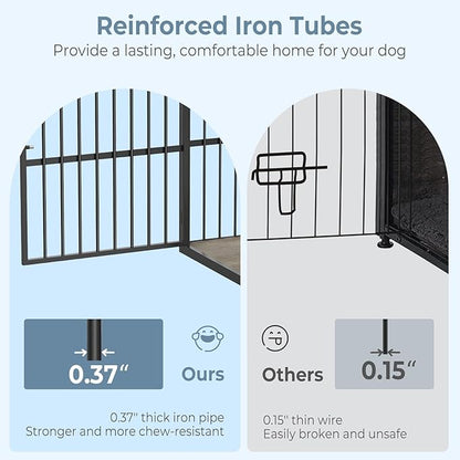 43'' Dog Crate Furniture with 3 Doors, XL Wooden Crate End Table, Heavy Duty Indoor Puppy Cage Kennel for Medium to Large Dogs, Multiple Units Can be Combined