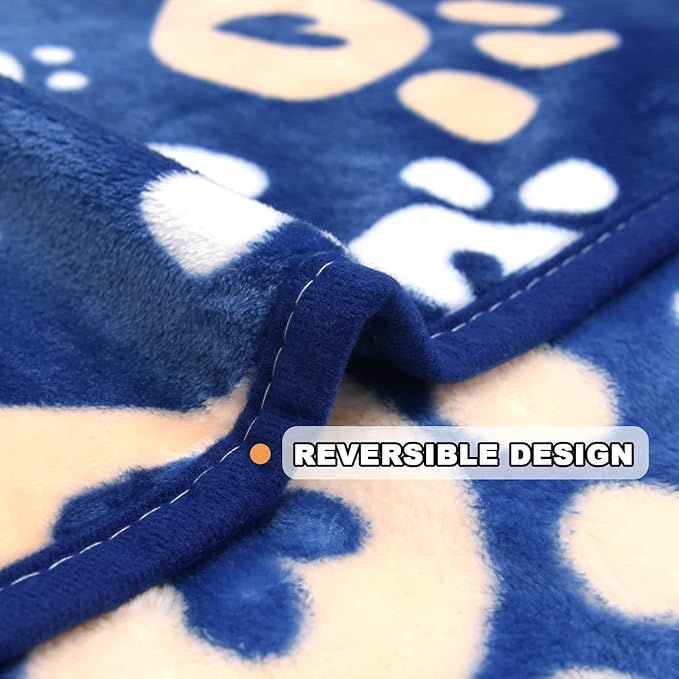 Dog Blanket, Soft Fleece Dog Blankets for Small Medium Dogs, Fluffy Flannel Pet Cat Puppy Blanket Mat Cover for Bed Couch, Cute Paw Print Throw Blanket for Dogs, Blue 40"X30"