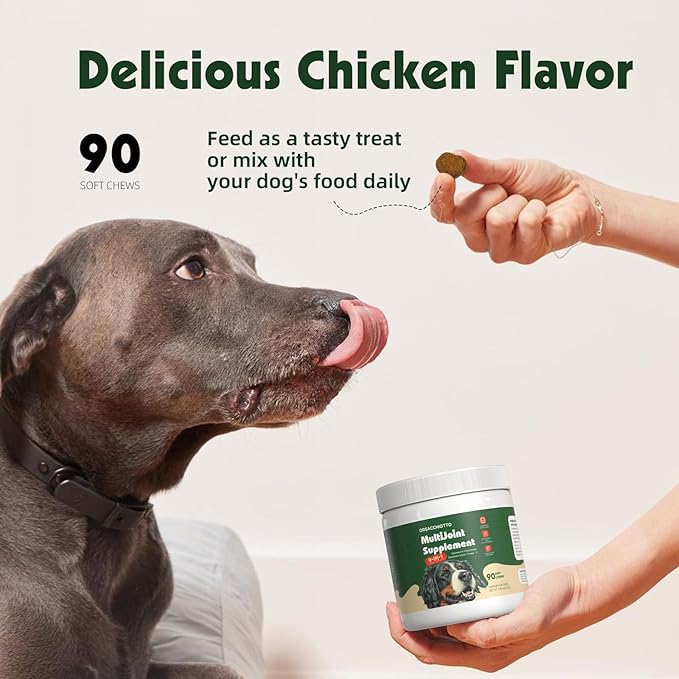 Hip & Joint Supplement for Dogs with Glucosamine (90 Chews) - with Omega-3 - MSM, Collagen - 9 in 1 Advanced Mobility Chews Relieve Joint Pain, Improve Mobility & Flexibility - All Breeds & Ages