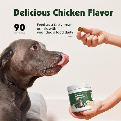 Hip & Joint Supplement for Dogs with Glucosamine (90 Chews) - with Omega-3 - MSM, Collagen - 9 in 1 Advanced Mobility Chews Relieve Joint Pain, Improve Mobility & Flexibility - All Breeds & Ages