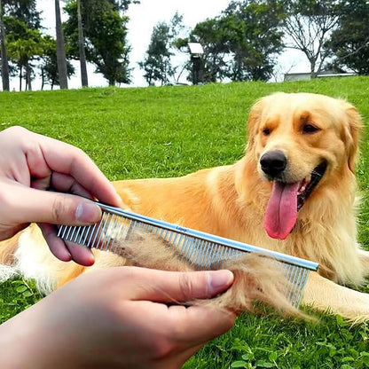 2PCS Stainless Steel Metal Dog Comb, For Removing Tangled Mats And Massaging Pet Combs, Professional Pet Grooming Tools