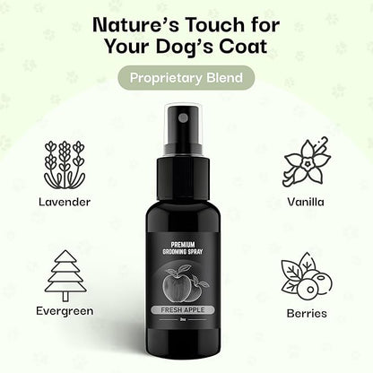 605Products Premium Dog Cologne & Odor Eliminator - Long Lasting Puppy Perfume, Deodorant Grooming Spray with Essential Oils, 2oz Fresh Apple
