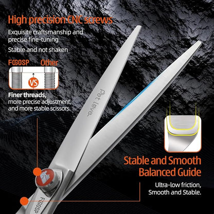 7'' Straight Dog Grooming Scissors Professional Grooming Shears for Dogs Cat Pet Japan 440C Stainless Steel Dog Cutting Scissors for Grooming Right Handed