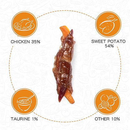 Chicken Sweet Potato Dog Treats, Orange & Purple Sweet Potato Dog Chews with Taurine, Nutritious Healthy Pet Snack, 12.5 oz