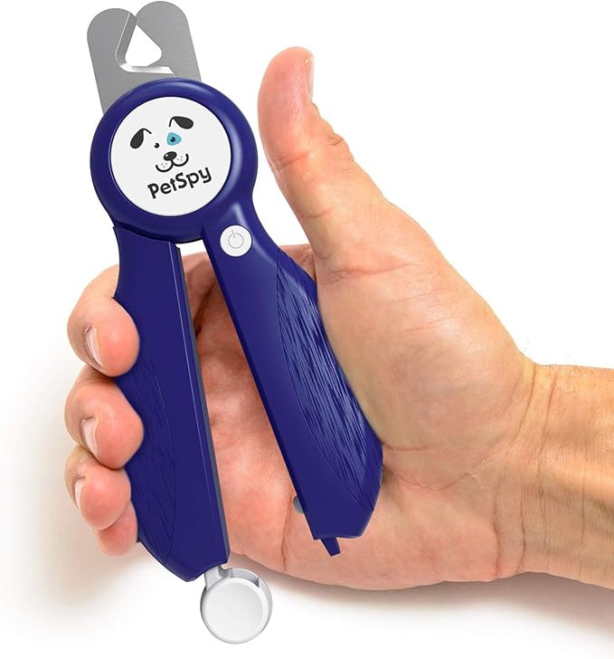 Newest Dog Nail Clippers with LED Guide Light, Professional Claw Care Pet Nail Clipper & Trimmer with Nail File, Razor Sharp Blades, Home Grooming Tool Kit for Animals (Dark Blue)