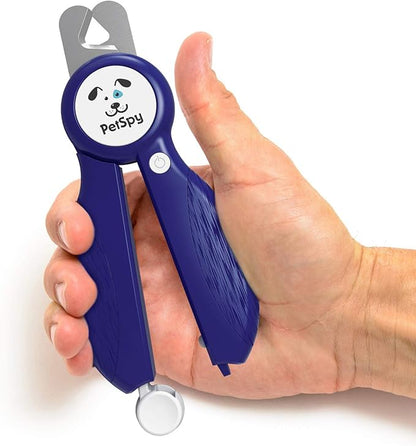 Newest Dog Nail Clippers with LED Guide Light, Professional Claw Care Pet Nail Clipper & Trimmer with Nail File, Razor Sharp Blades, Home Grooming Tool Kit for Animals (Dark Blue)