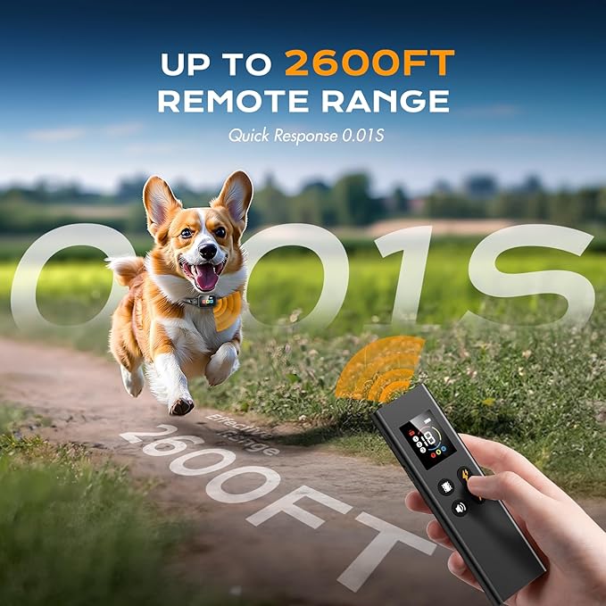 Dog Shock Collar with Remote Control,2600FT Smart Dog Training Collar with 3 Training Modes,IPX7 Waterproof,Dog Shock Collars with Security Lock for Large, Medium and Small Dogs(8-110lbs).
