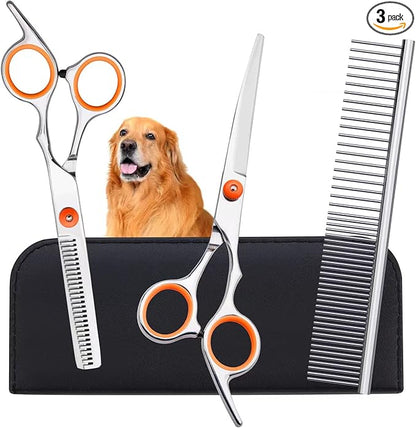 Dog Grooming Scissors Colorful Pet Trimming Scissors Set Professional Grooming Barber Scissors Kit 7 inch Stainless Steel Shears for Grooming and Hair Cutting