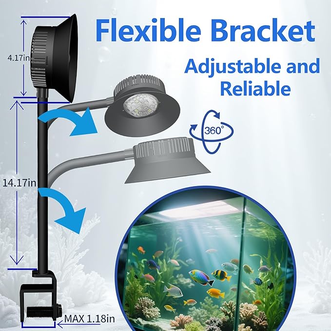 N30 Aquarium Reef Light, 30 Watts Dimmable Timing Full Spectrum for Marine Fish Tank Saltwater Nano Tank Reef Light for Coral