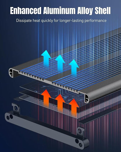 Pawfly Aquarium Light for Plants, 72 W Fish Tanks Light, Full Spectrum Aquarium Lights, 24/7 LED Aquarium Light with Timer & Adjustable Brightness, Fishes Lamp for 46"-52" Tanks