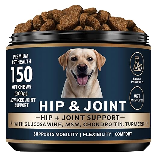 Glucosamine for Dogs - 150 Soft Chews, Hip & Joint Supplement with MSM, Chondroitin, Turmeric  Joint Support for Dogs Chicken Flavor  Vet Formulated  2-Month Supply