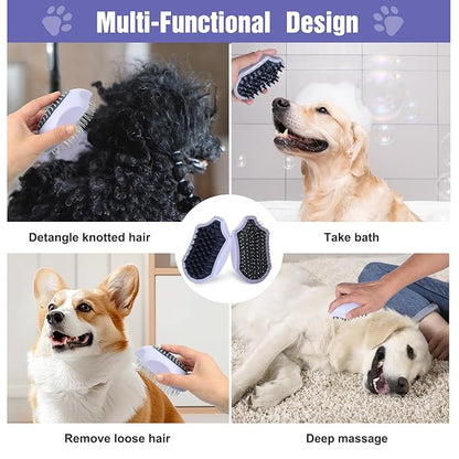 2PCS Dog Brush for Shedding and Bathing, Dog Grooming Tools Set for Short/Long Haired Dogs & Cats, Slicker Pin Hair Brush for Removing Loose Fur and Tangles, Soft Rubber Brush for Washing