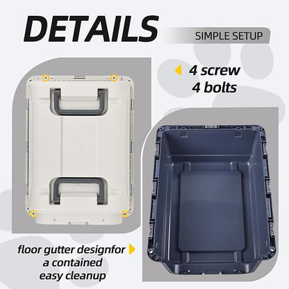 Plastic Kennels, Plastic Dog Crate, Airline Approved Pet Carrier for Dogs and Cats Longer Traveling, M