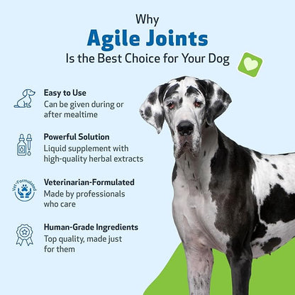 Pet Wellbeing Agile Joints for Dogs - Hip and Joint Health, Mobility, Devil_ Claw, Boswellia, Joint Ligament and Cartilage - Veterinarian-Formulated Herbal Supplement 2 oz (59 ml)