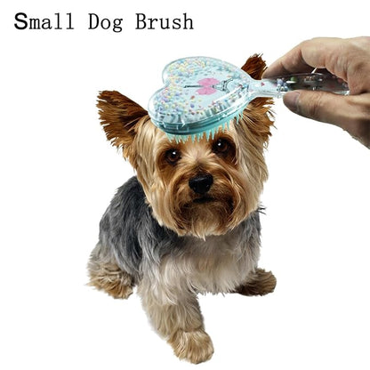 Soft Dog Brush for Small Dogs - Gentle Puppy Massaging Brush for Shih Tzus, Yorkies, Maltipoos, Maltese, Cats & Rabbits - Love Shape Design for All Hair Types (Light Blue)