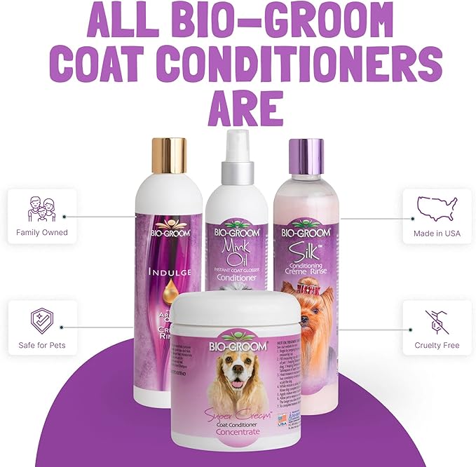 Bio-Groom Super Cream Dog Conditioner - Concentrated Coat Conditioner, Dog Bathing Supplies, Puppy Wash, Cat & Dog Grooming Supplies for Sensitive Skin, Cruelty-Free, Made in USA - 8 fl oz 1-Pack