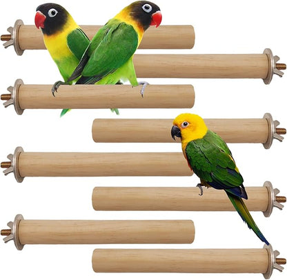Hamiledyi Bird Perch Bird Stand Bird Cage Accessories Platform Natural Wood Perch Stick Playground for Small Medium Birds Cockatiel Parakeet Conure Cage Accessory (8 Pcs)