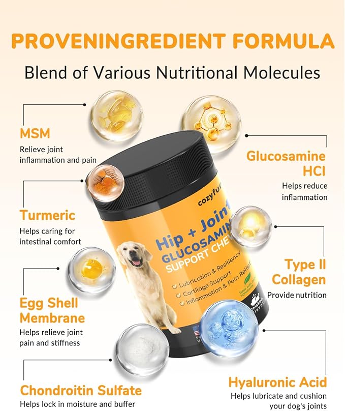 Glucosamine for Dogs 260Ct Chews - 23oz Dog Hip and Joint Supplement Chews, Chondroitin Joint Supplement for Dog, USA Lab Formula with Probiotics, Natural Support for Dogs