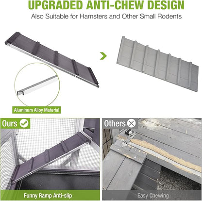 GUTINNEEN 2-Story Rabbit Hutch Indoor Bunny Cage Outdoor Guinea Pig House Wooden Small Animal Cage with Chew-Proof Ramp, Leak-Proof Tray, Lockable Wheels for 2-4 Rabbits, Guinea Pigs (Grey)