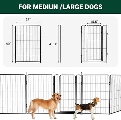 Dog Playpen,40 Inch(H) 42.6 Ft(L) 16 Panels Dog Fence Indoor/Outdoor,Heavy Duty Metal Pet Puppy Exercise Pen, Wide Door Low Threshold,Portable Pet Playpen for Rv Camping Garden Yard