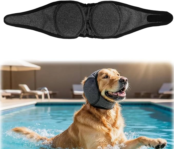 YHY Dog Ear Muffs for Noise Anxiety Protection | Calming Hoodie Design for Grooming, Bathing, Drying, Swimming & Fireworks Relief Dog Ear Covers | No-Shake Ear Wrap Helps Prevent Hematoma (Grey,M)