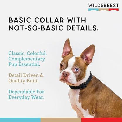 Dog Collar, Lightweight, Heavy Duty Dog Collar with Buckle, Fabric Pet Collar, Breathable & Adjustable Puppy Collar, Dog Collars for Medium Dogs (Black, Medium - 10-16 Inch) - Wildebeest