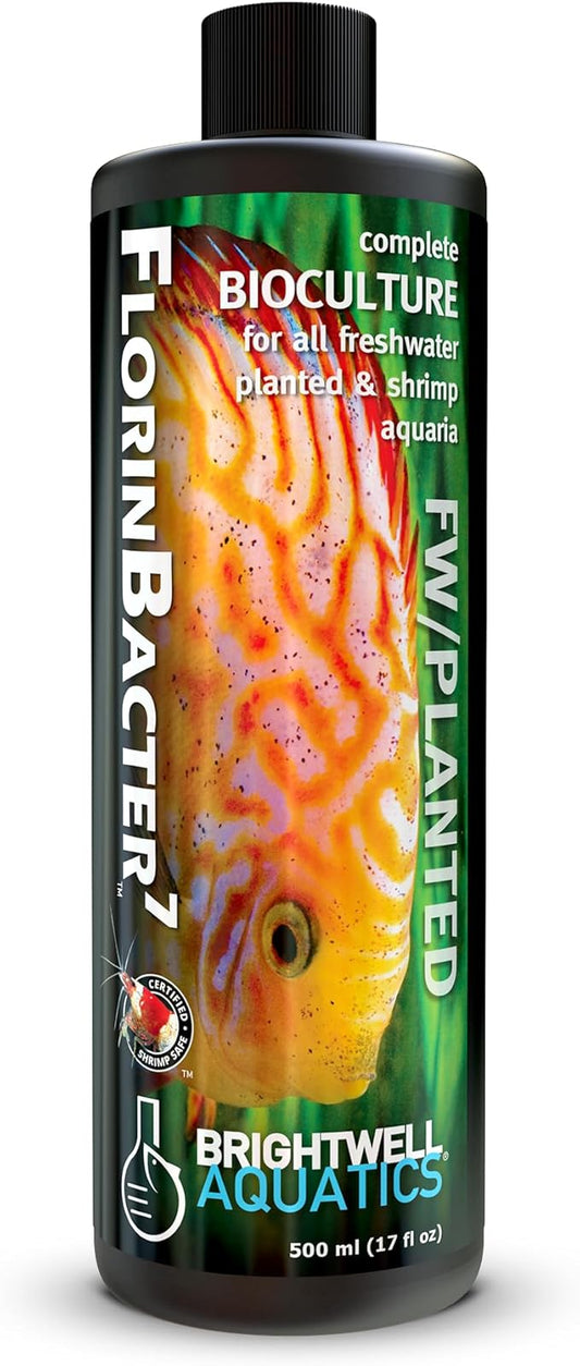 Brightwell Aquatics FlorinBacter7 Freshwater Aquarium Conditioner | Supports Biological Filtration | Removes Ammonia, Nitrite & Nitrate | Improves Water Clarity, 500 ml