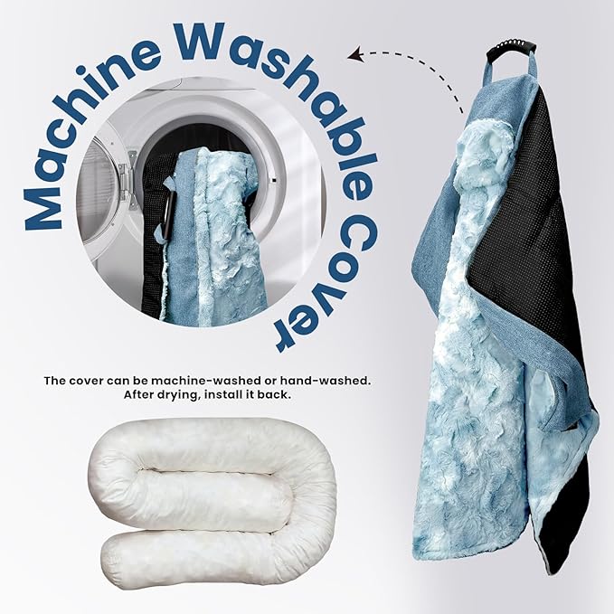 Calming Dog Couch Bed for Medium Dogs/Cats, 35 x 31 inch Waterproof Removable Dogs Mat Couch Cover for Furniture Protector, Non-Slip Fluffy Pelsbarn Dog Bed for Couch, Sofa - Tie-Dye Blue