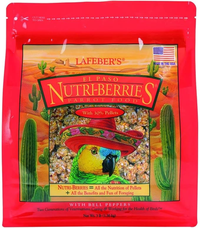 LAFEBER'S El Paso Nutri-Berries Pet Bird Food, Made with Non-GMO and Human-Grade Ingredients, for Parrots, 3 lb