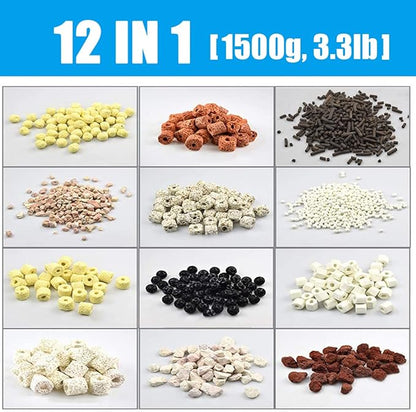 GOLDEAL Bio Balls Ceramic Rings Set, Aquarium Biological Filter Media with Mesh Bag for Fish Tank and Pond, Fish Tank Filter, Decorations, Accessories (3Pack, 3.3lbs)