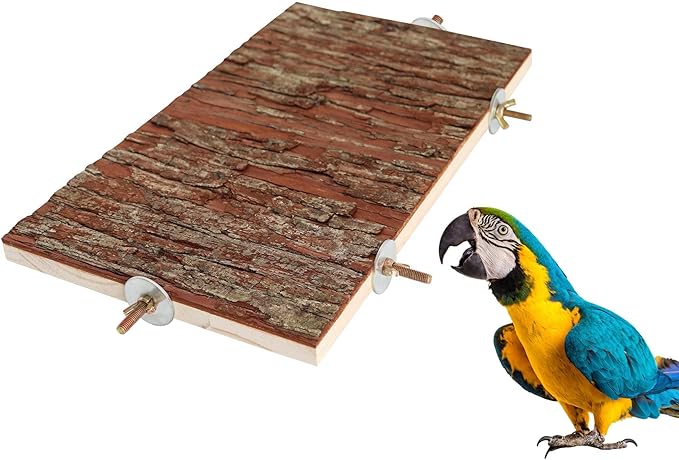 15.7 _ 11.8 inch Large Bird Perch Stand Platform, Natural Wooden Small Animals Cage Accessories, Rectangle Stand Perch Shelf for Parrot Parakeet Cockatiel Rat Hamster Guinea Pig Conures Chinchillas