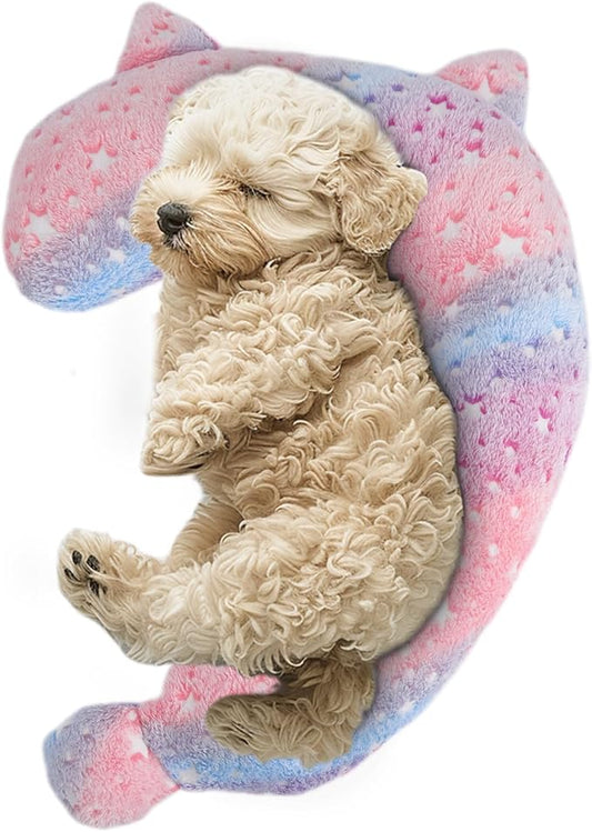 Dog Calming Pillow, Glow in The Dark Dog Put Head on, Soft Question Mark Pillows for Dogs, Kids, Adults, Washable Dog Bed Pillow, Cozy Dog Body Pillow Gifts (M Glow Pink)